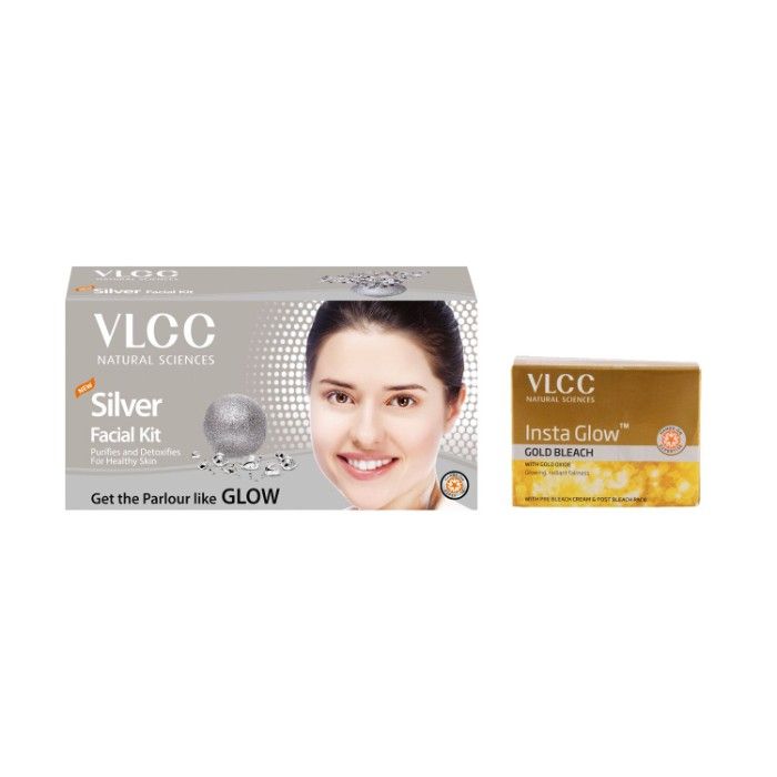 Buy VLCC Silver Facial Kit & Insta Glow Bleach Combo (90 g) - Purplle