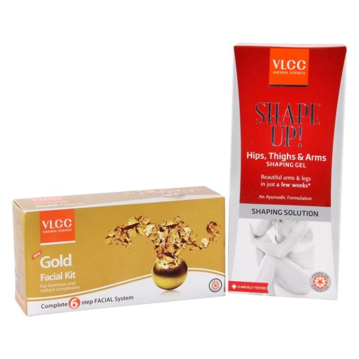 Buy VLCC Shapeup Hips Thighs Arms Gel and Gold Facial Kit (160 g) - Purplle