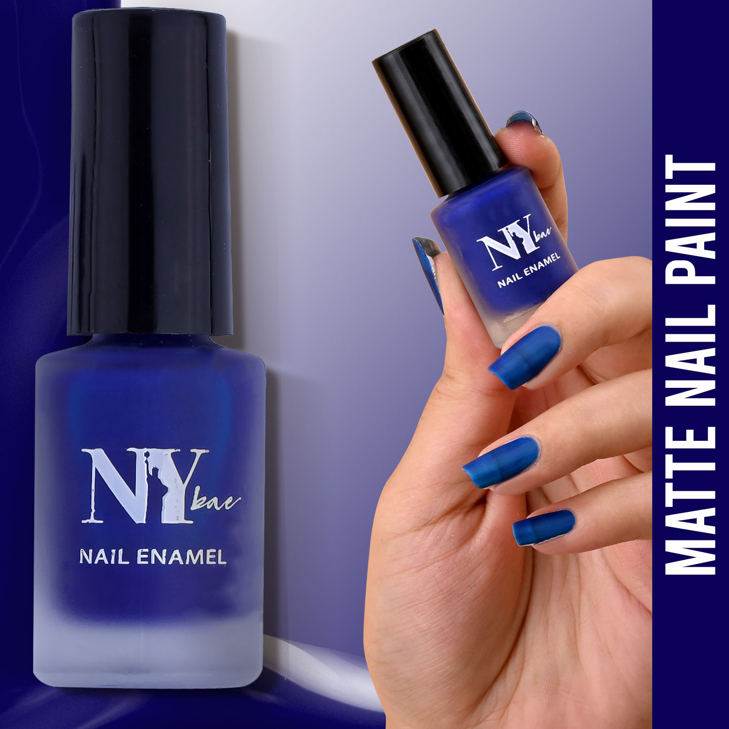 Buy NY Bae Matte Nail Enamel - Pizza With Eggplant Topping 11 (6 ml) | Blue | Luxe Matte Finish | Highly Pigmented | Chip Resistant | Long lasting | Full Coverage | Streak-free Application | Vegan | Cruelty Free | Non-Toxic - Purplle