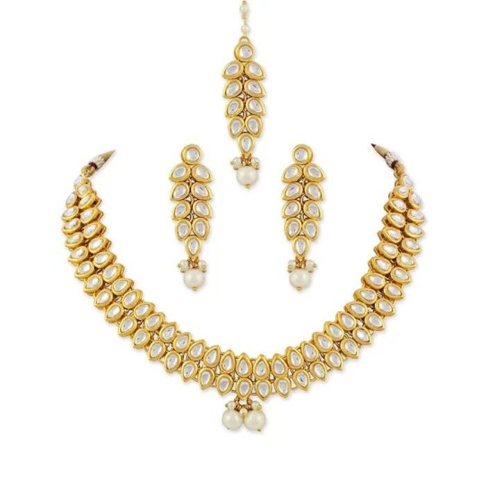 Buy Karatcart 22K GoldPlated Antique origings Kundan Necklace with Pearl Drop for Women… - Purplle