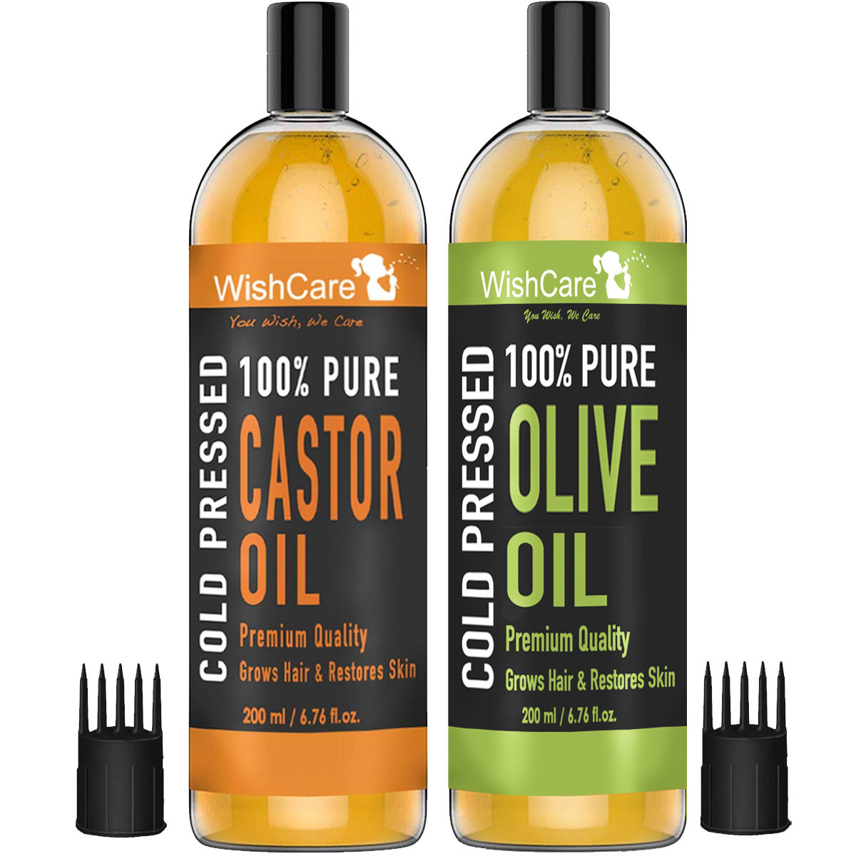 Buy Wishcare Cold Pressed Castor & Olive Carrier Oil - 200Ml Each - Purplle