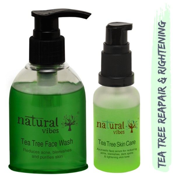 Buy Natural Vibes ~ Ayurvedic Tea Tree Skin Repair & Brightening Regime ~ with1 Tea Tree skin repair serum 30 ml and 1 Tea Tree face wash 150 ml - Purplle