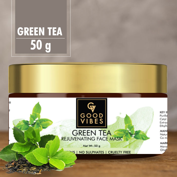 Buy Good Vibes Green Tea Rejuvenating Face Mask | Moisturizing, Cleansing | No Parabens, No Sulphates, No Mineral Oil, No Animal Testing (50 gm) - Purplle