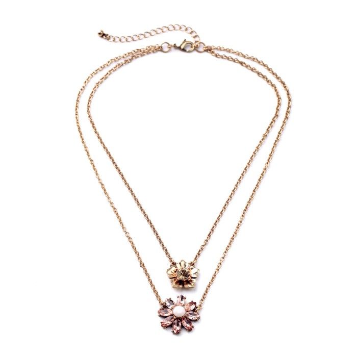 Buy Femnmas Vintage Double Layer Flower Necklace - Purplle