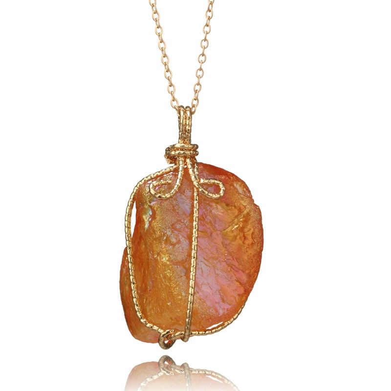 Buy Femnmas Light Brown Melted Opal Stone Pendant Necklace - Purplle