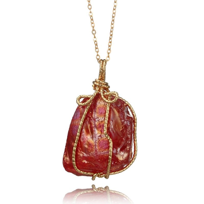 Buy Femnmas Maroon Melted Opal Stone Pendant Necklace - Purplle