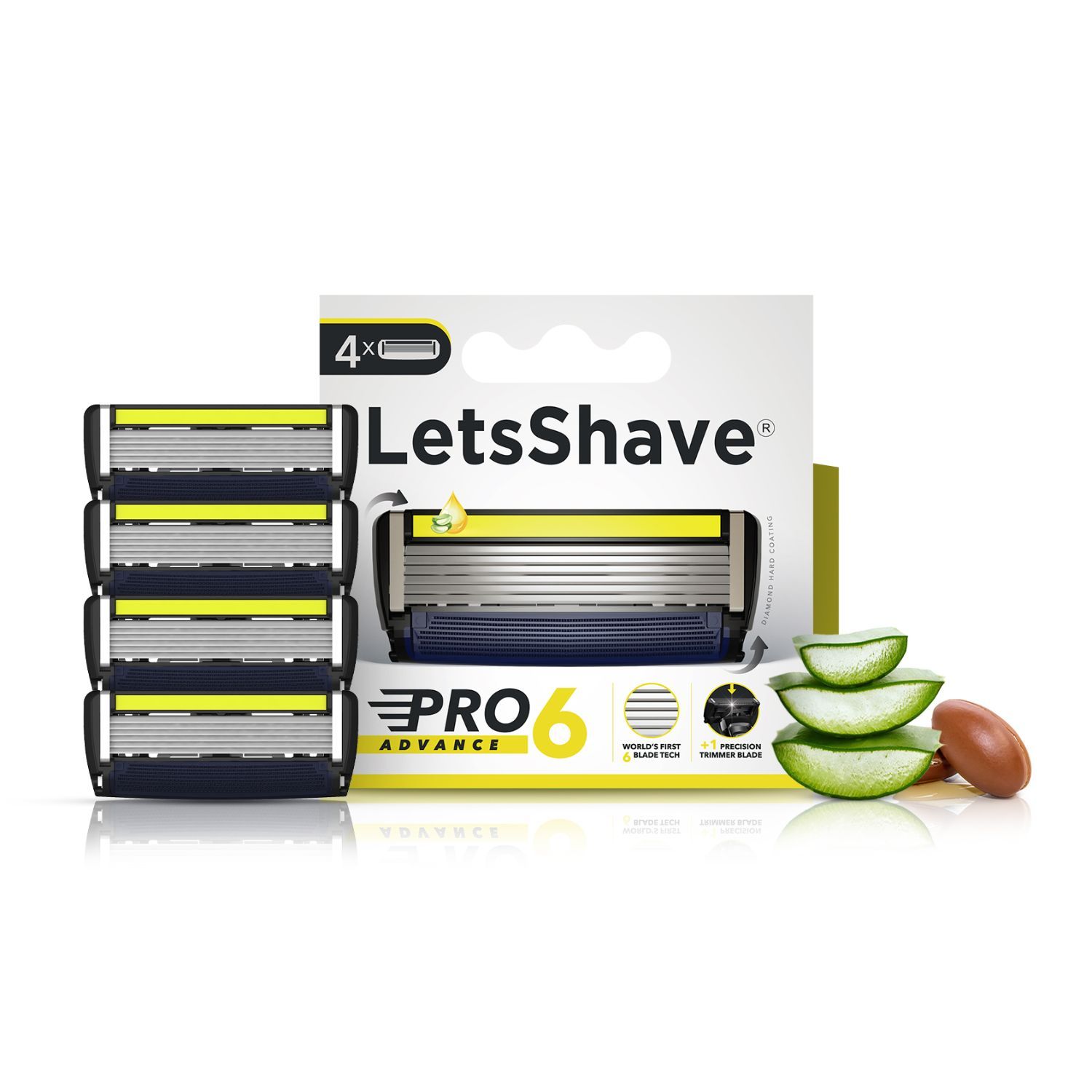 Buy LetsShave Pro 6 Advance Shaving Razor Blades for Men, Pack of 4 Blades Cartridge (4-Count) - Purplle