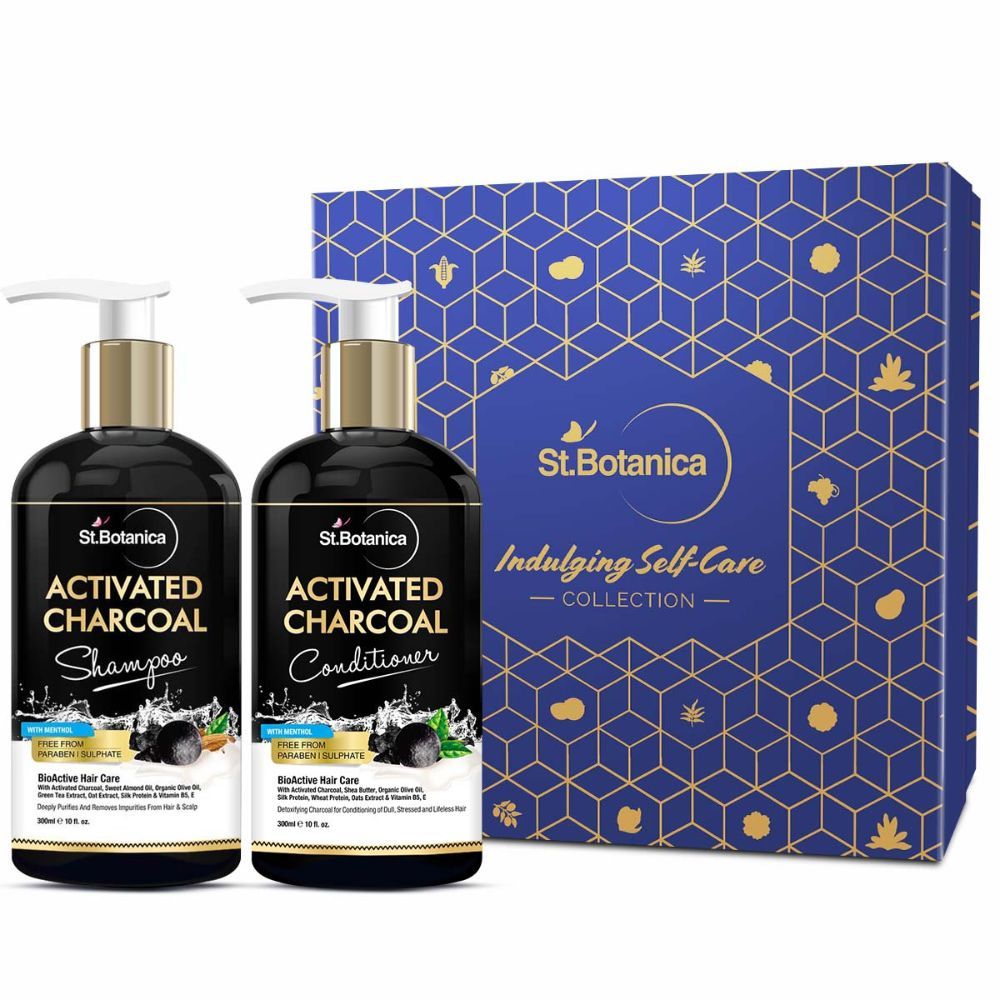 Buy St.Botanica Reviving Haircare Combo | StBotanica Activated Charcoal Hair Shampoo + Activated Charcoal Hair Conditioner, 300ml - Purplle