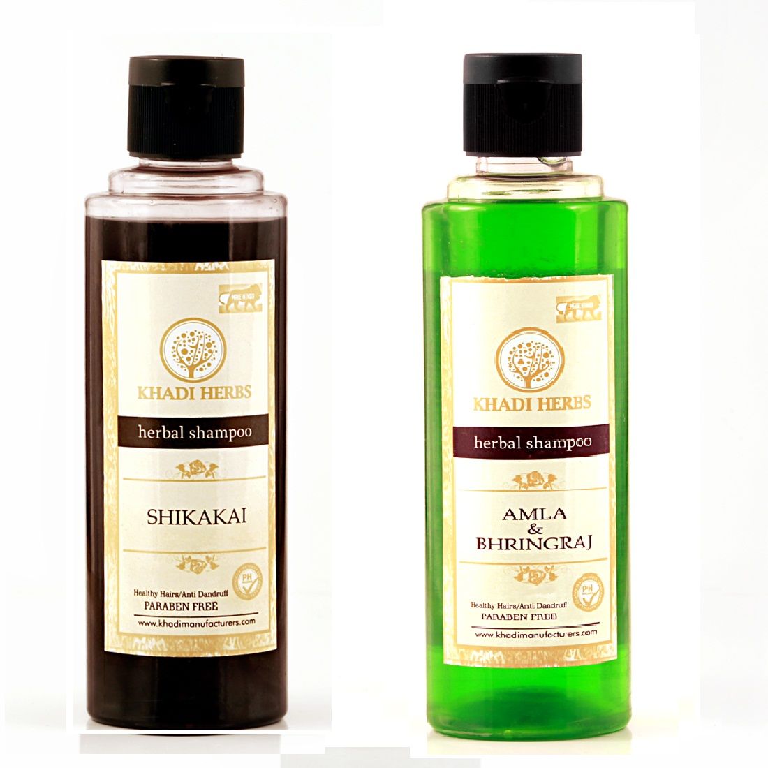 Buy Khadi Herbs Shikakai Shampoo(210 ml) + Khadi Herbs Amla Bhringraj Shampoo(210 ml)-Pack Of 2 - Purplle