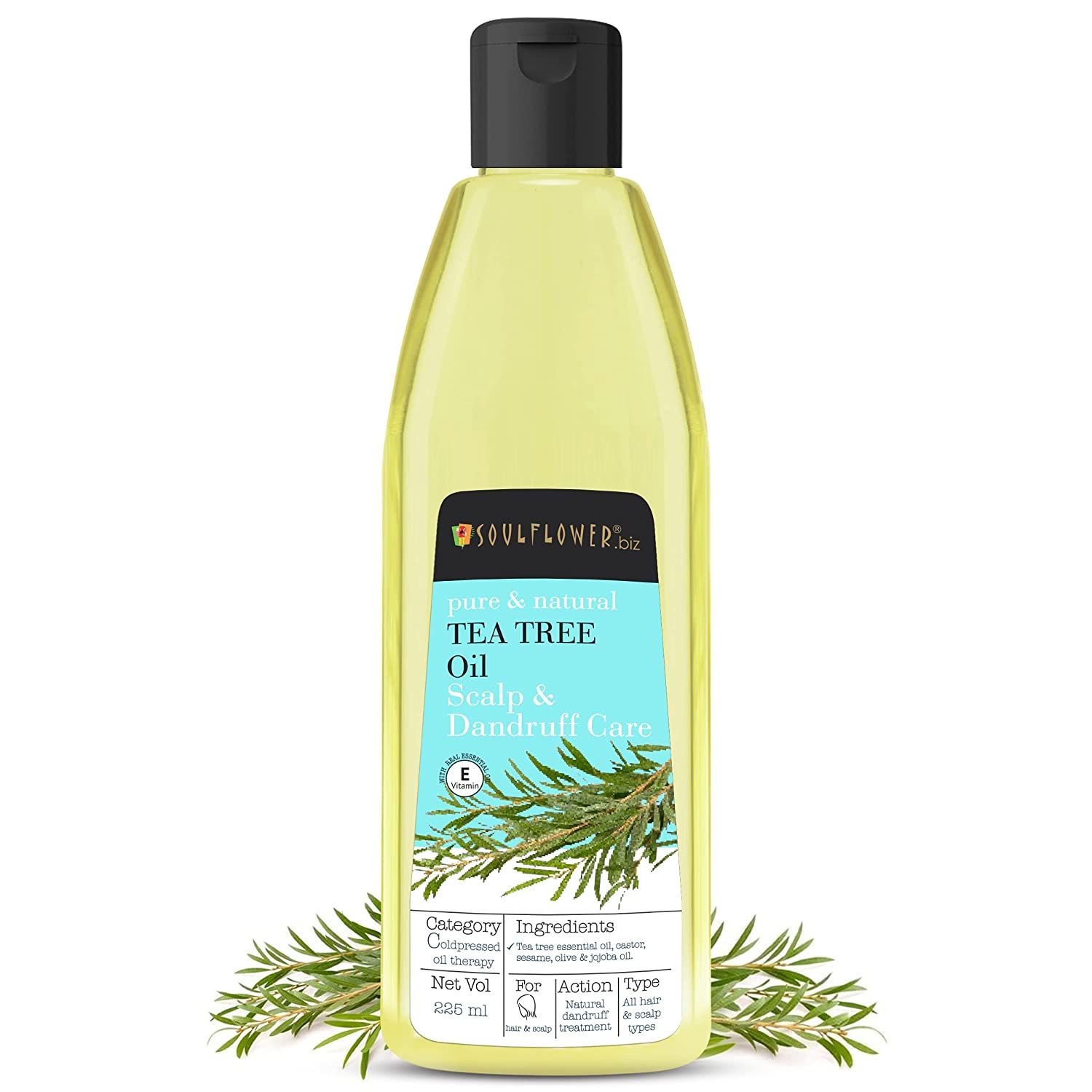 Buy Soulflower Coldpressed Tea Tree Anti Dandruff Hair Oil for removing dandruff, dry flaking, weak & damaged hair, 100% Pure and Natural, Traditional Handmade 225ml - Purplle