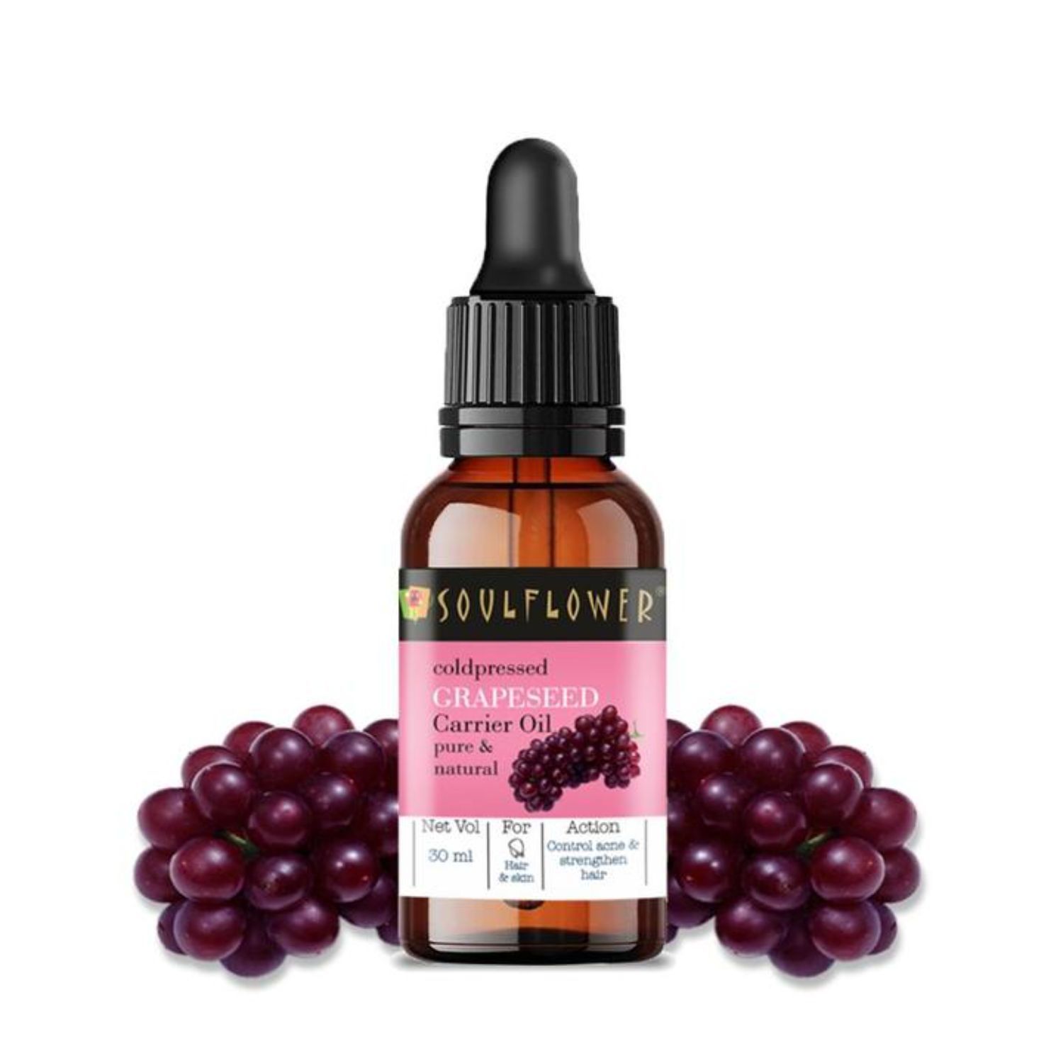Buy Soulflower Coldpressed Grapeseed Carrier Oil (30 ml) - Purplle