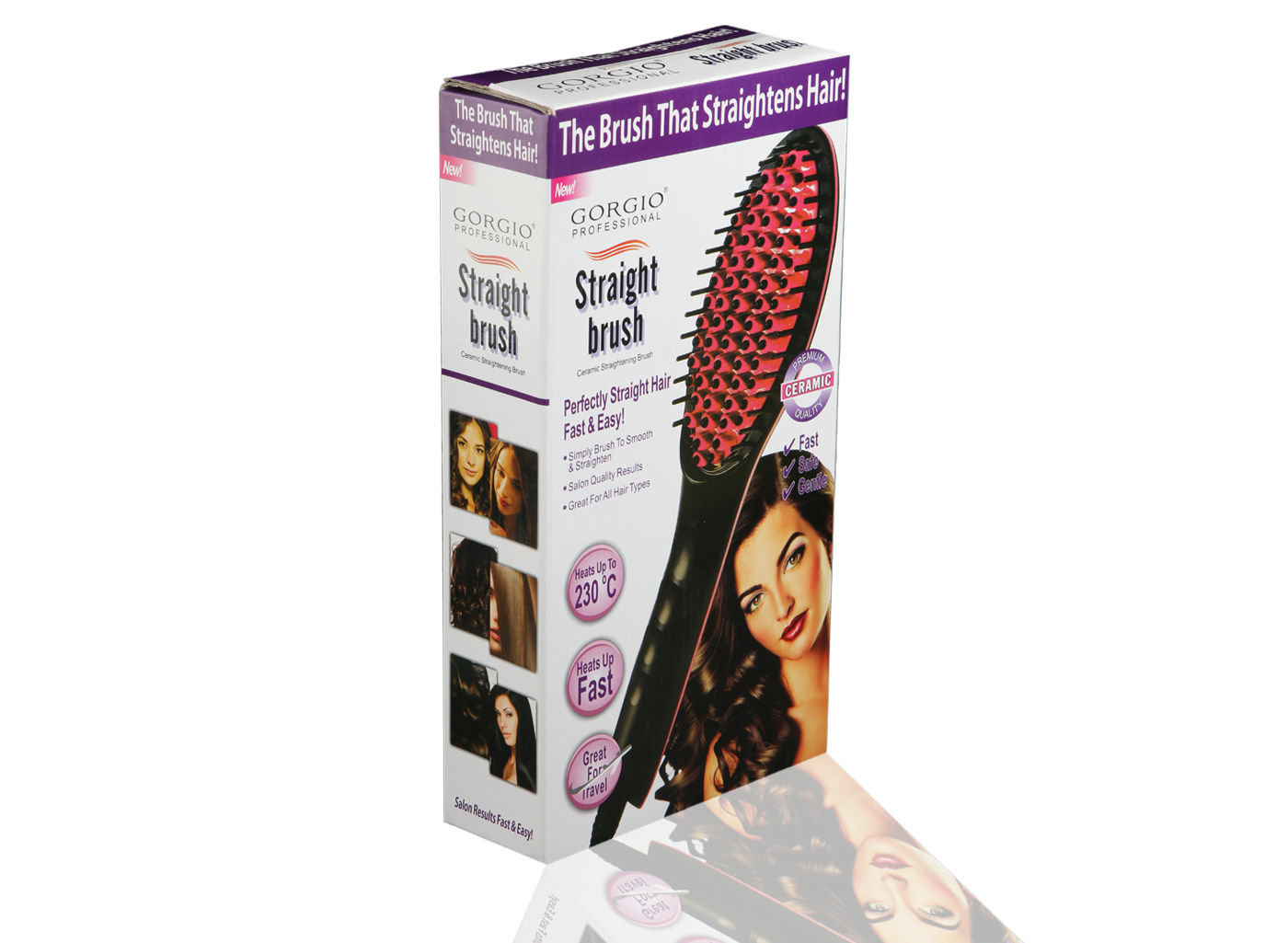 Buy Gorgio Professional Hair Straightner Brush Hb6000 With Ceramic Coating - Purplle