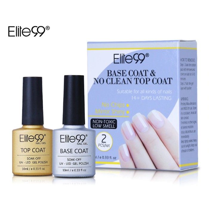 Buy Elite99 Base and No Clean Top Coat Gel Nail Polish UV 10ml Transparent Soak Off Primer Gel Polish Gel Lacquer Nail Art Manicure (Top & Base Coat) (10 ml) - Purplle