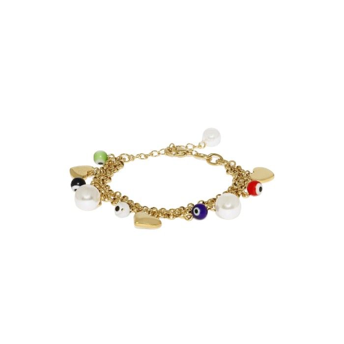Buy Golden Peacock Gold-Toned Stainless Steel Gold-Plated Charm Bracelet - Purplle