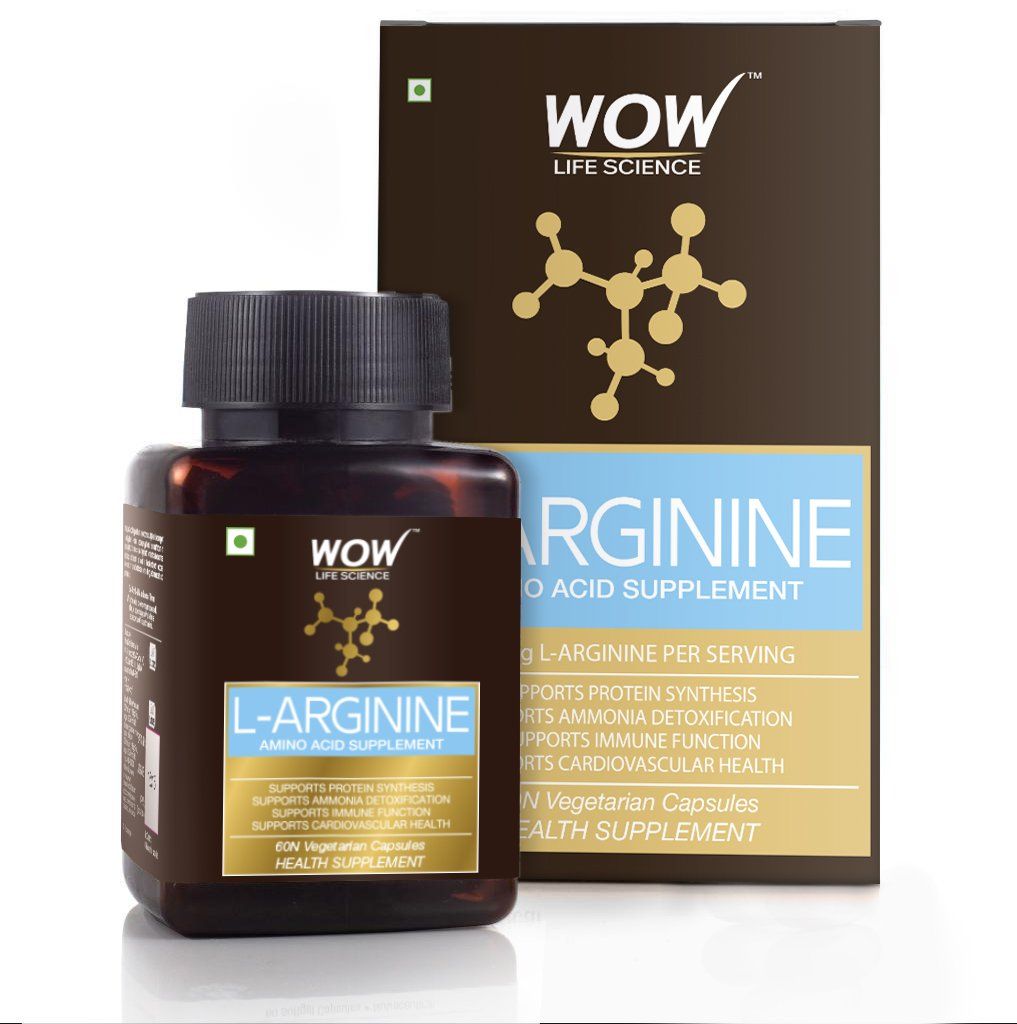 Buy WOW Life Science L-Arginine Amino Acid Supplement - 1000mg L-Arginine - 60 Vegetarian Capsules - Purplle