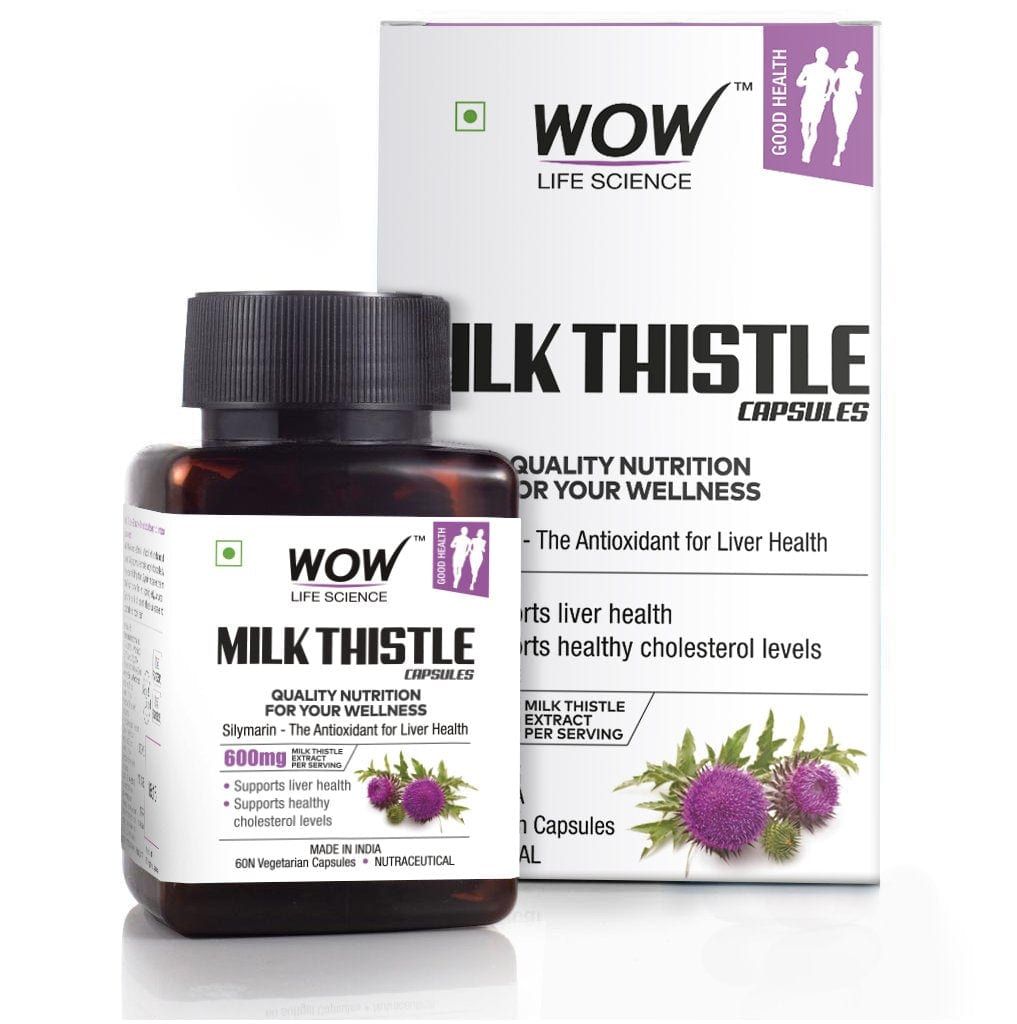 Buy WOW Life Science Milk Thistle Capsules - 600mg - 60 Vegetarian Capsules - Purplle