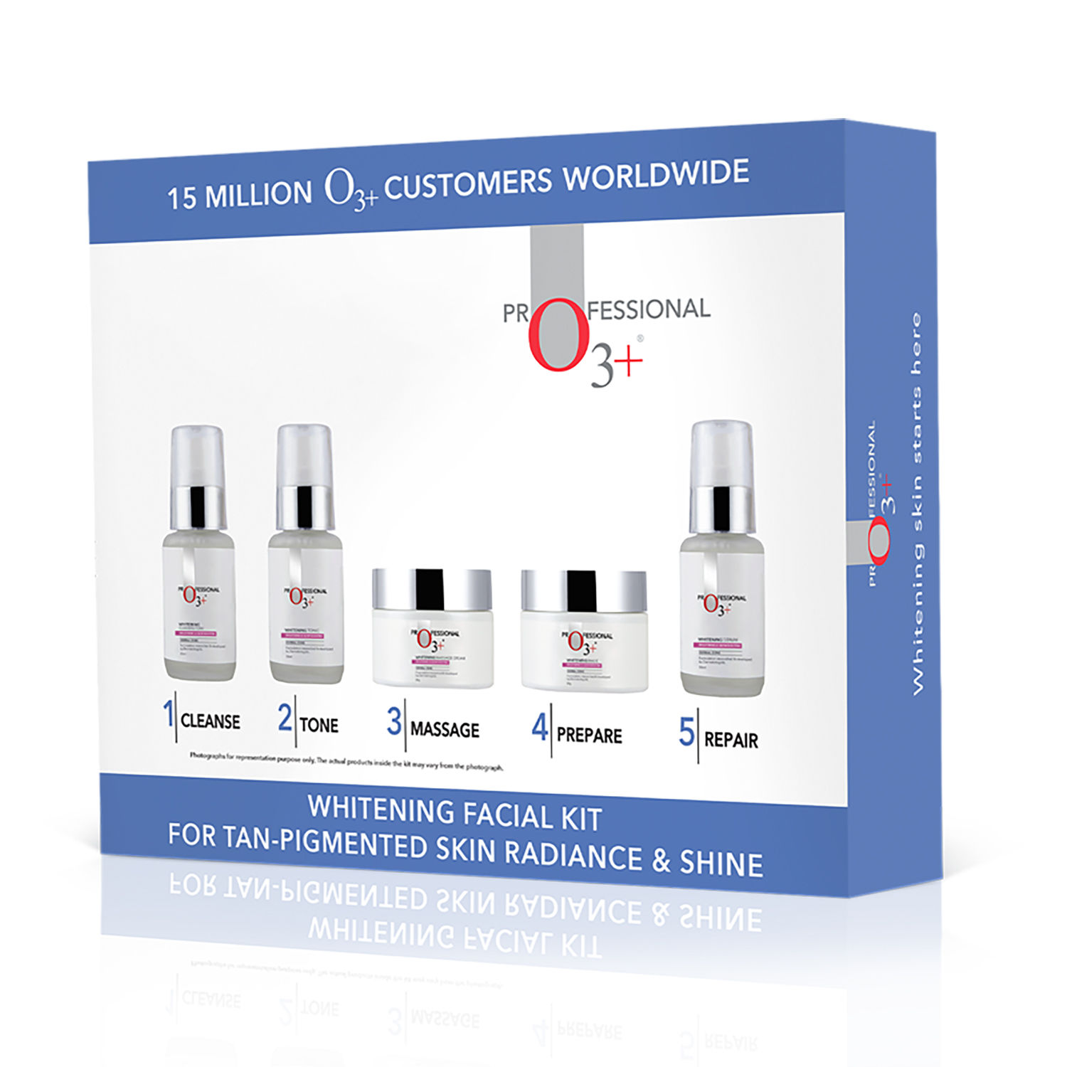 Buy O3+ Whitening Facial Kit for Tan-Pigmented Skin(150g+100ml) - Purplle