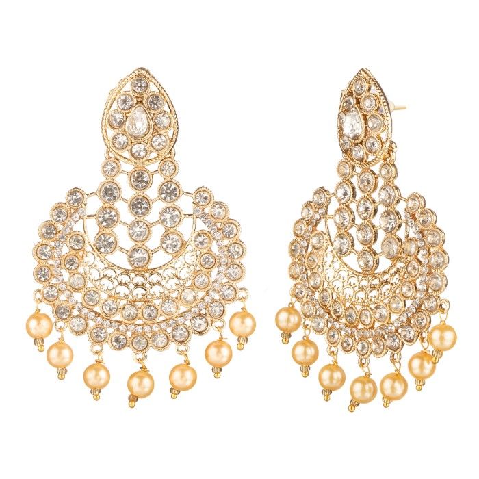Kord Store Traditional Gold Plated Diamond Earrings for Girls