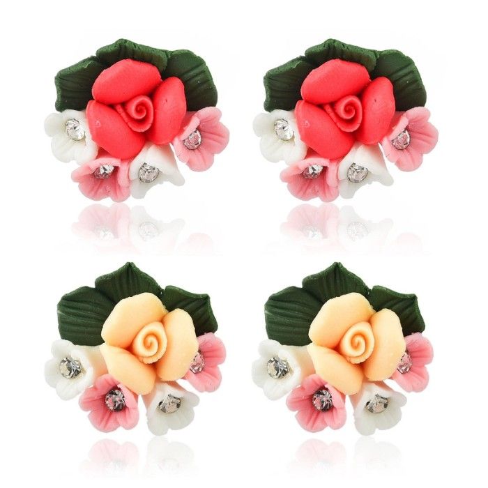 Buy Crunchy Fashion Multi-colored Floret Studs Combo - Purplle