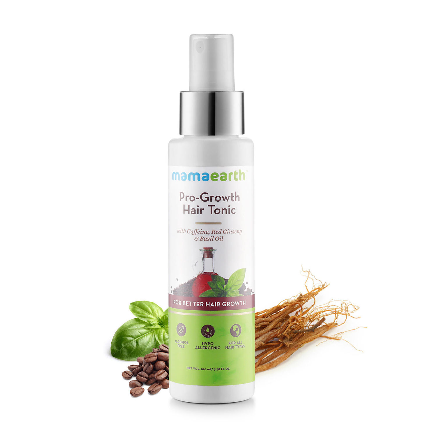 Buy Mamaearth Progrowth Hair Fall Control Tonic (100 ml) With Korean Red Ginseng, Milk Protein And Caffeine. No Alcohol - Purplle