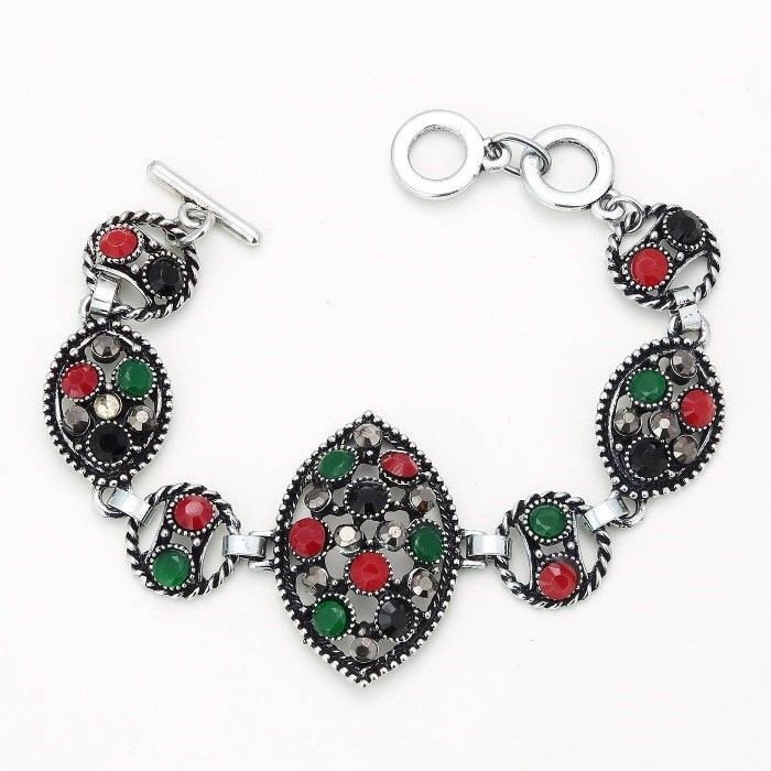 Buy Sukkhi Eye-Catching Oxidised Silver Bracelet With Multi Colored Stones for Women - Purplle