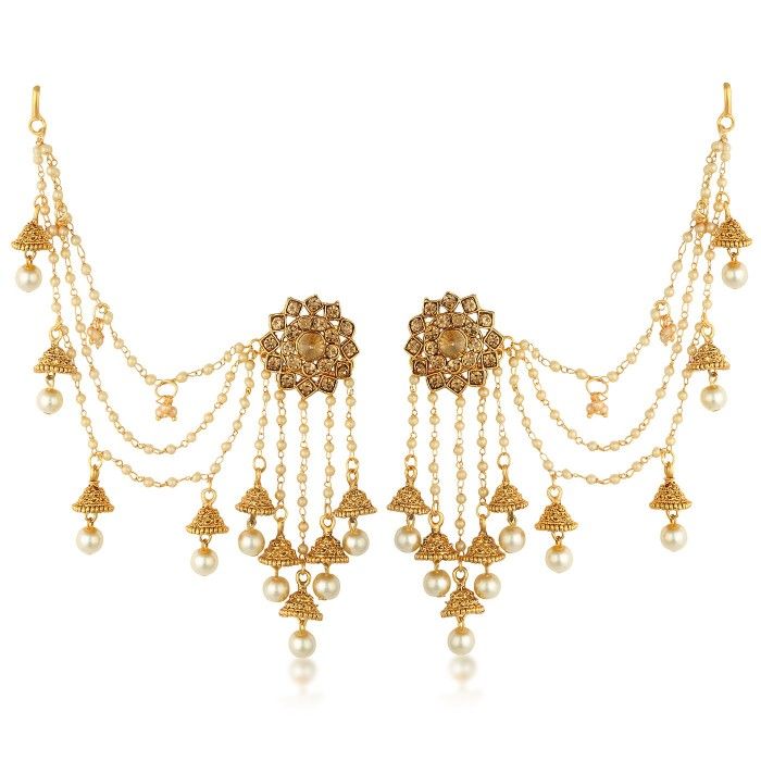 Buy Sukkhi Attractive Gold Plated Wedding Jewellery Bahubali Inspired Long Chain Jhumki Earrings For Women - Purplle
