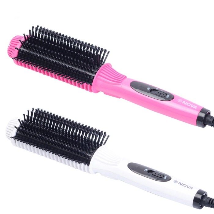 Buy NOVA 8810 2-in-1 Ceramic Auto Electric Hair Comb Curler Straightener - Purplle