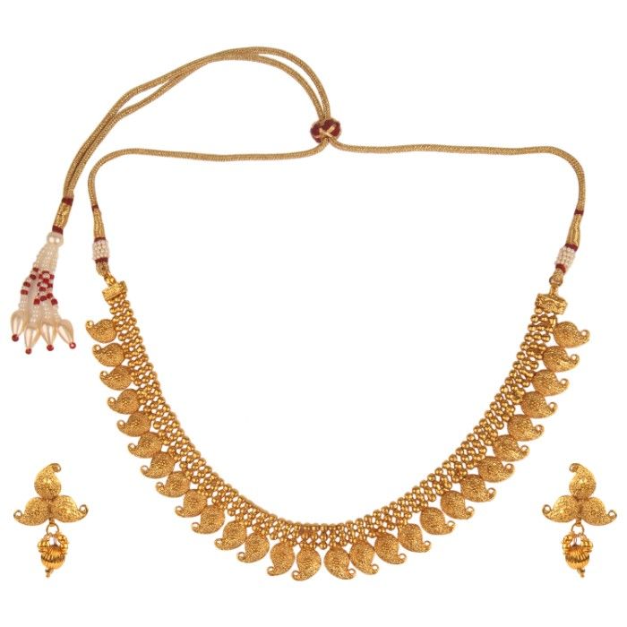 Buy Kord Store Party Wear Golden Traditional Jewellery Necklace Set With Earrings For Women Girls KSNKE60015 - Purplle