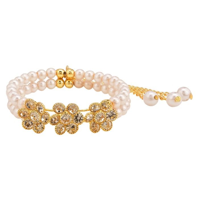 Buy Kord Store Fashion Jewellery Gold And White Traditional Gold Plated Bracelet For Girls And Women KSBRC40017 - Purplle