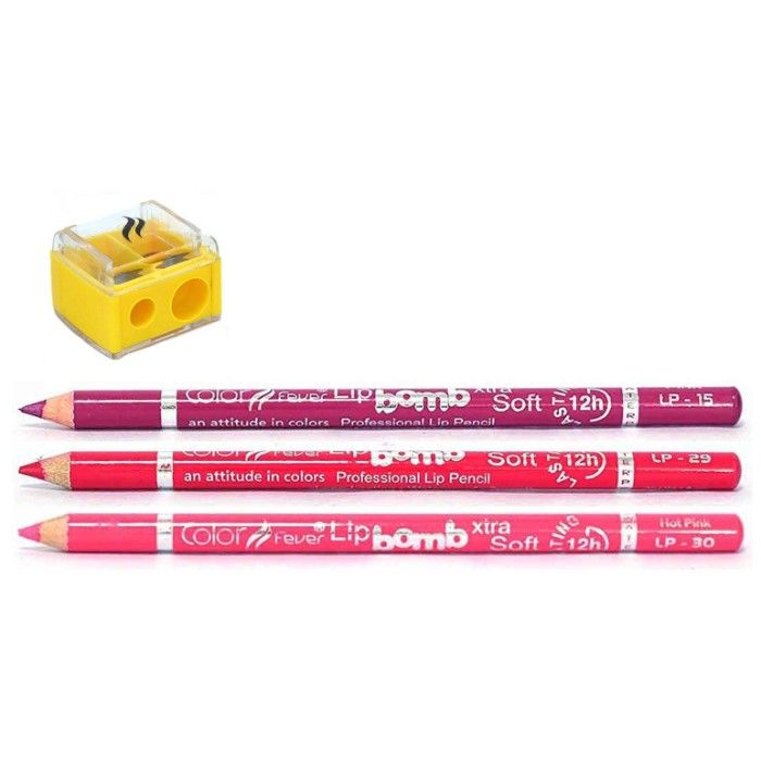 Buy Color Fever Lip Liner Budget Pack - Pink / Pink Sherbet / Hot Pink - Sharpener (5.7 g) - Purplle