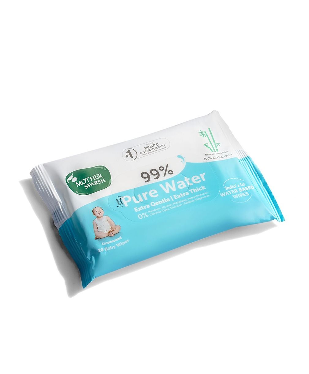 Buy Mother Sparsh 99 % Pure Water (Unscented) Baby Wipes - 10 Pieces - Purplle
