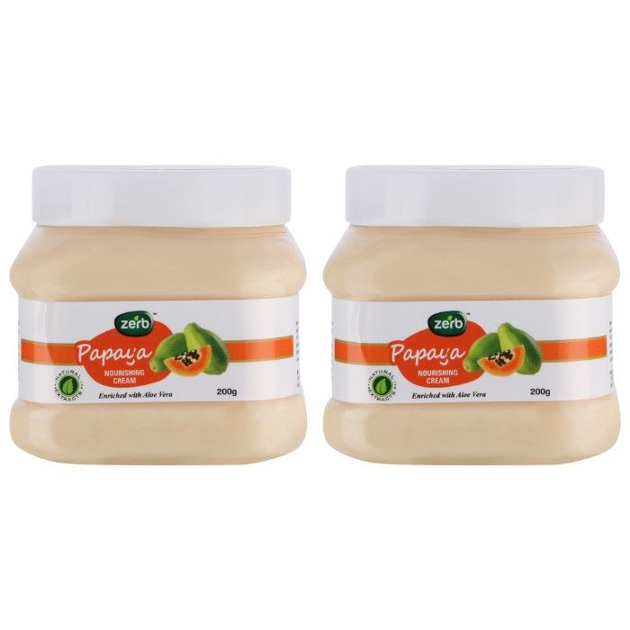 Buy Zerb Papaya Moisturizing Nourishing Face and Body Cream for Softer Smoother Younger Looking Skin - Set of 2 x (200 g) - Purplle