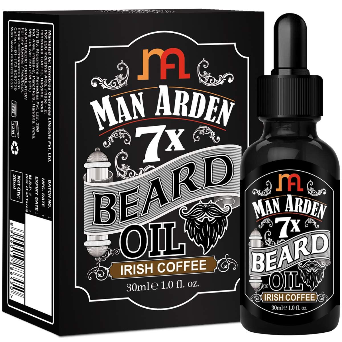 Buy Man Arden 7X Beard Oil (30 ml) (Irish Coffee) - 7 Premium Oils Supports Beard Growth and Nourishment - Purplle