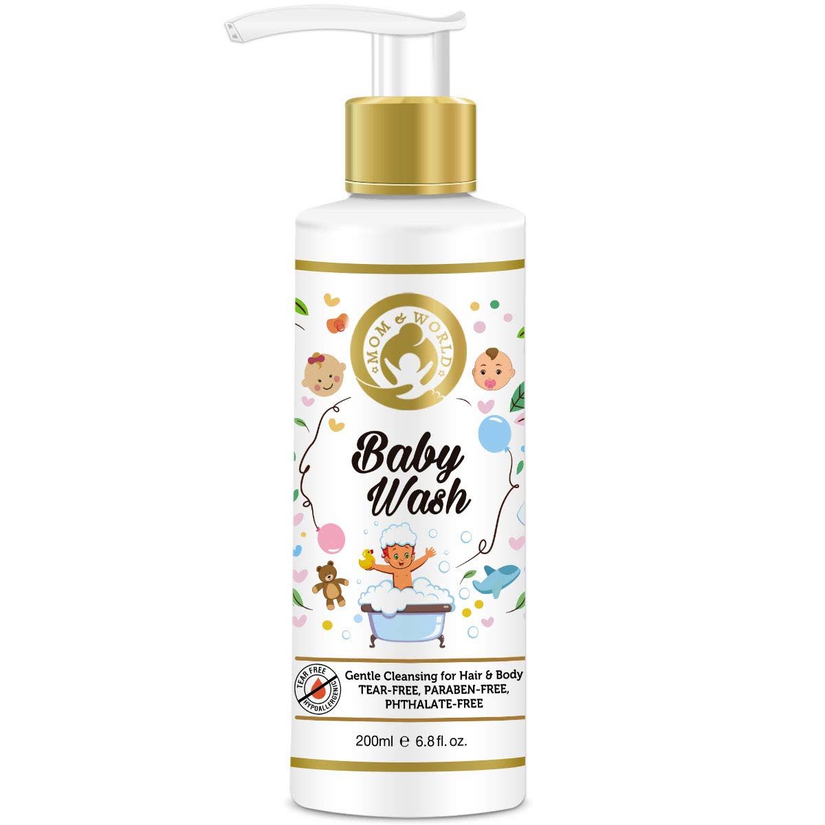 Buy Mom & World Baby Wash - Tear Free Gentle Cleansing For Hair & Body (200 ml) (No SLS, Paraben) - Purplle
