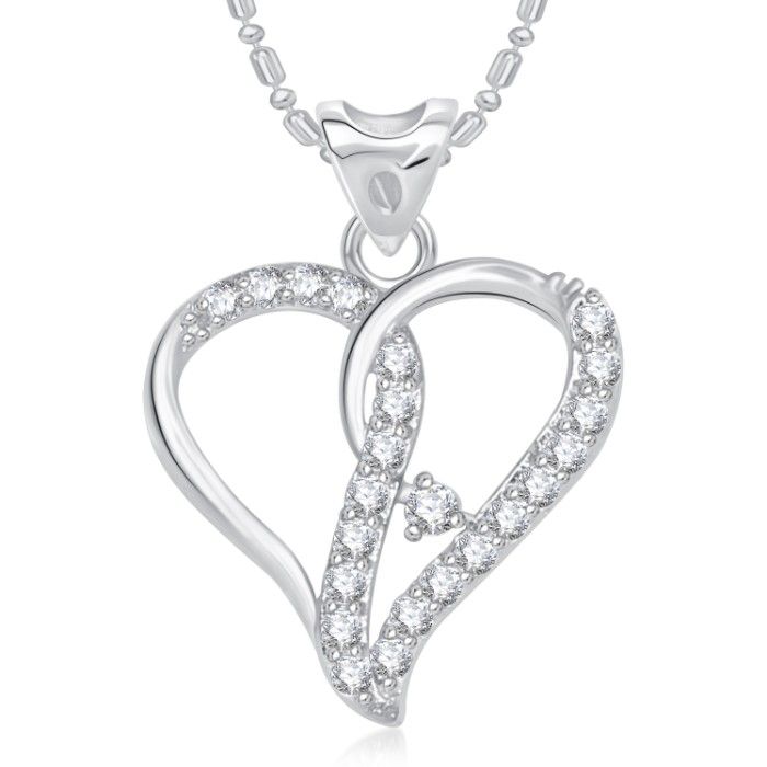 Buy Srikara Alloy Rhodium Plated CZ Decent Heart Valentine Fashion Jewellery Pendant - SKP1734R - Purplle