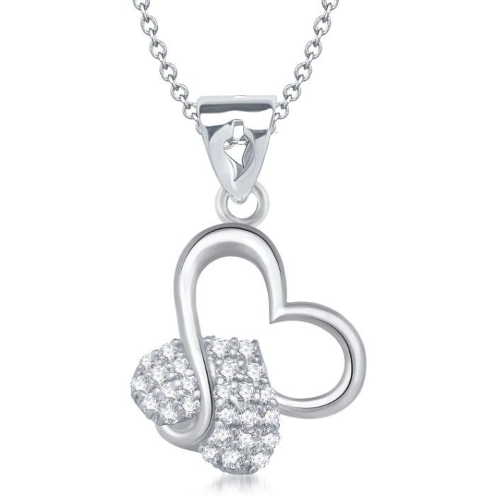 Buy Srikara Alloy Rhodium Plated CZ/AD Charming Heart Shape Fashion Jewelry Pendant - SKP1308R - Purplle