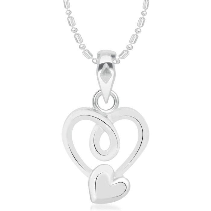 Buy Srikara Alloy Rhodium Plated CZ/AD Two Heart Fashion Jewelry Pendant with Chain - SKP2147R - Purplle
