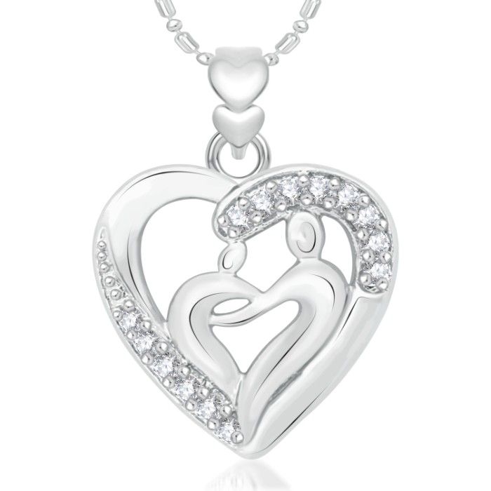 Buy Srikara Alloy Rhodium Plated CZ/AD Togetherness Heart Fashion Jewelry Pendant - SKP2016R - Purplle