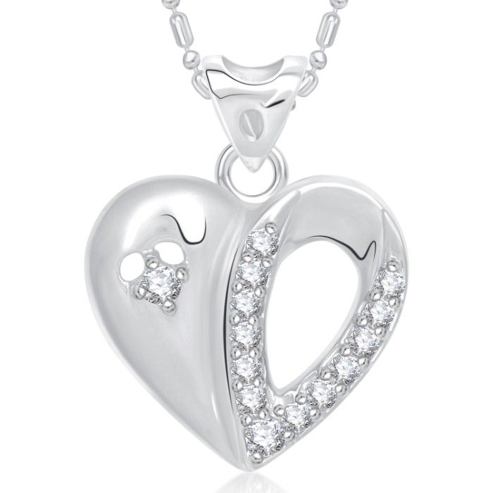 Buy Srikara Alloy Rhodium Plated AD Charming Heart Valentine Fashion Jewelry Pendant - SKP1651R - Purplle