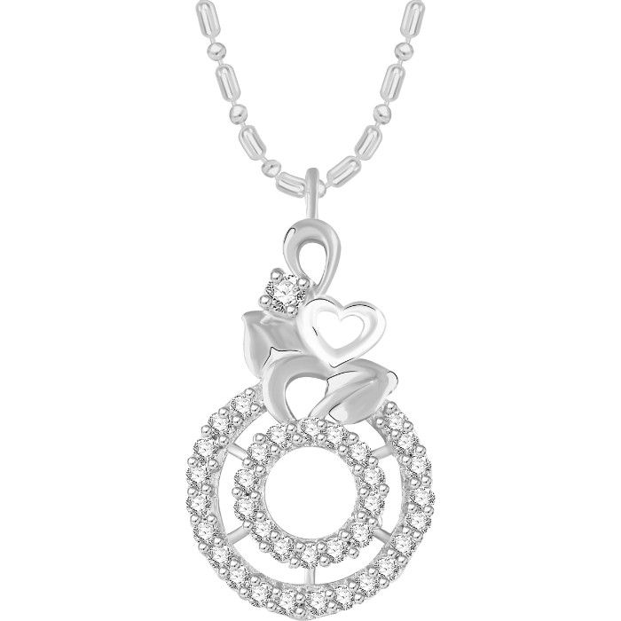 Buy Srikara Alloy Rhodium Plated CZ / AD Heart Fashion Jewellery Pendant with Chain - SKP2673R - Purplle