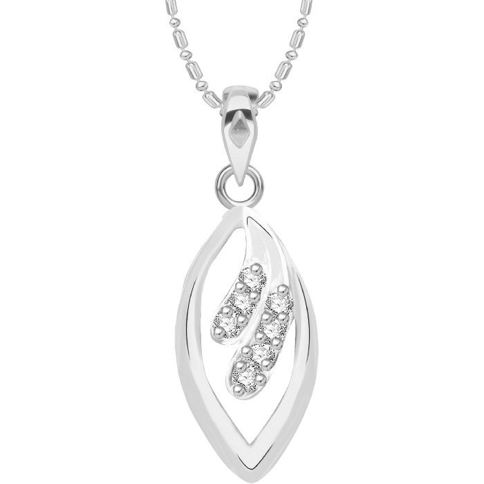 Buy Srikara Alloy Rhodium Plated CZ/AD Delight Leaf Fashion Jewellery Pendant Chain - SKP2638R - Purplle
