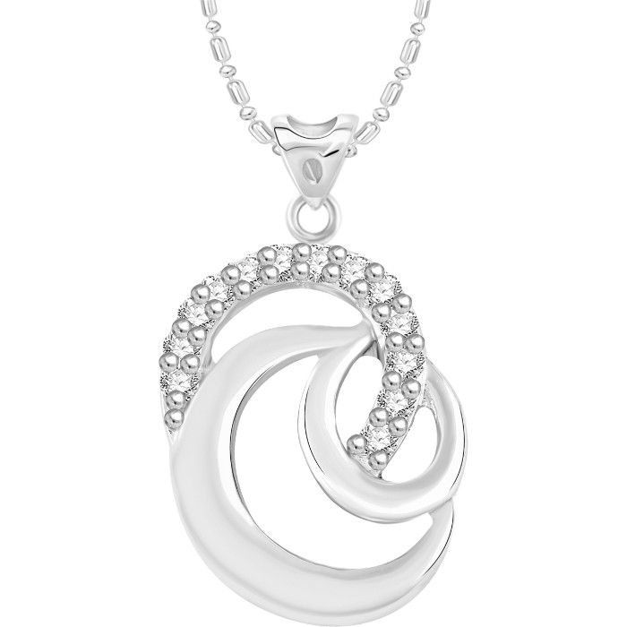 Buy Srikara Alloy Rhodium Plated CZ / AD Circuler Fashion Jewelry Pendant with Chain - SKP2667R - Purplle