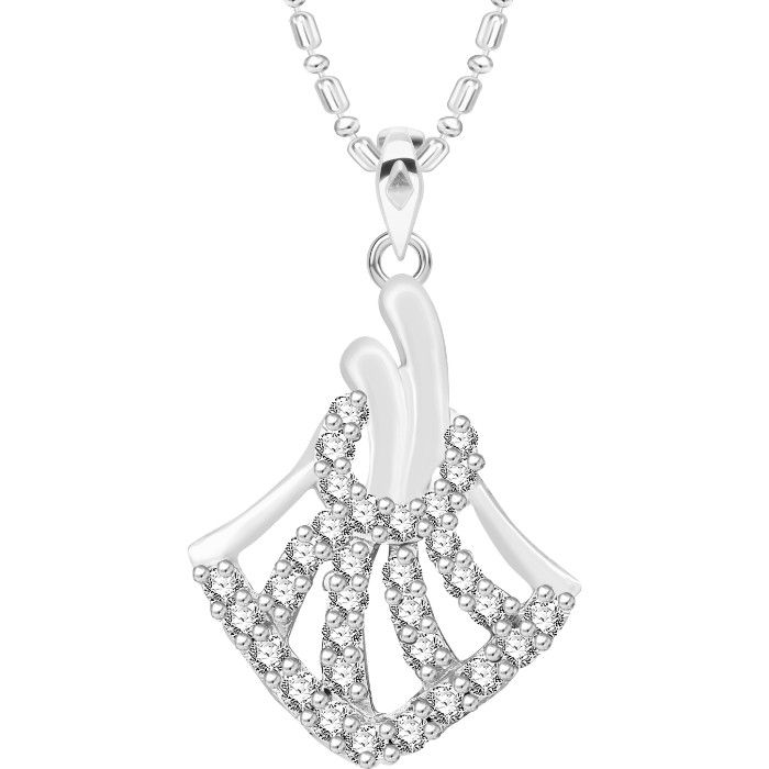 Buy Srikara Alloy Rhodium Plated CZ / AD Ideal Fashion Jewellery Pendant with Chain - SKP2613R - Purplle