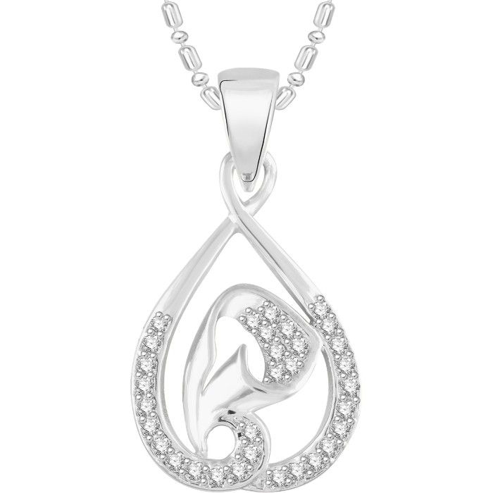 Buy Srikara Alloy Rhodium Plated CZ / AD Fashion Jewellery Pendant with Chain - SKP2548R - Purplle