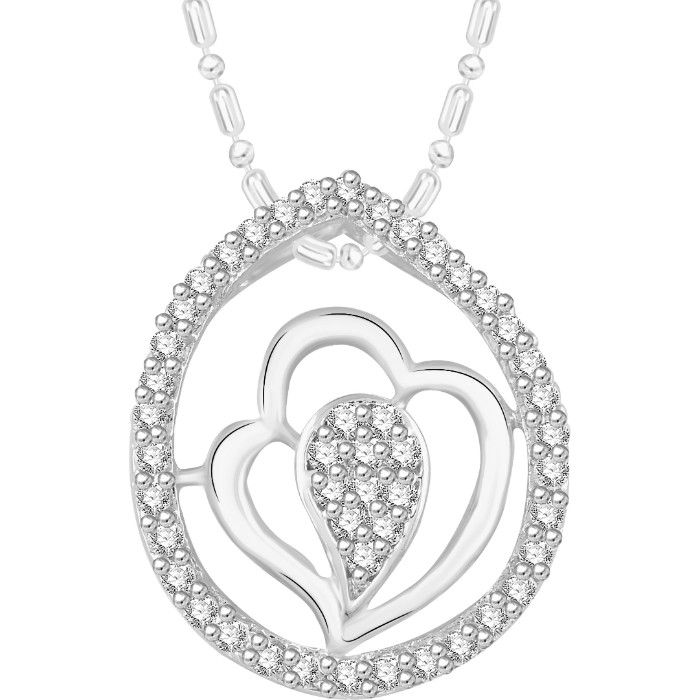 Buy Srikara Alloy Rhodium Plated CZ / AD Elegant Fashion Jewelry Pendant with Chain - SKP2678R - Purplle