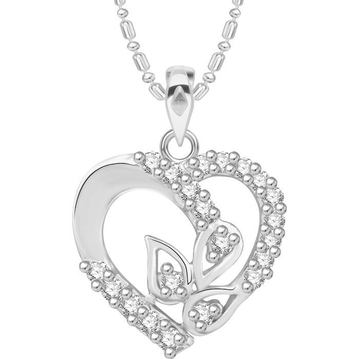 Buy Srikara Alloy Rhodium Plated CZ/AD Well Crafted Heart Fashion Jewelry Pendant - SKP2606R - Purplle