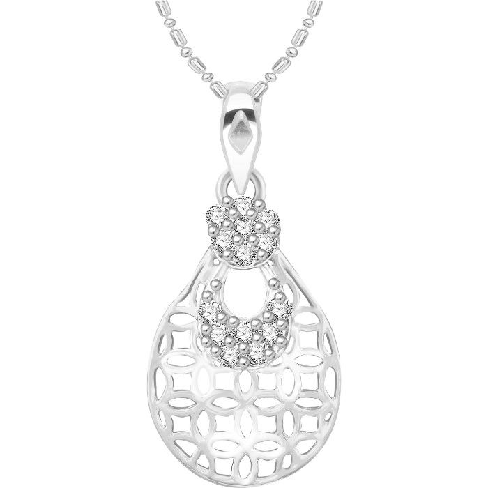 Buy Srikara Alloy Rhodium Plated CZ / AD Dazzling Fashion Jewelry Pendant with Chain - SKP2640R - Purplle