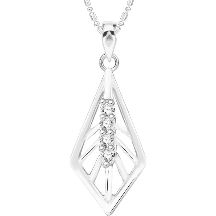 Buy Srikara Alloy Rhodium Plated CZ / AD Shapely Fashion Jewelry Pendant with Chain - SKP2635R - Purplle