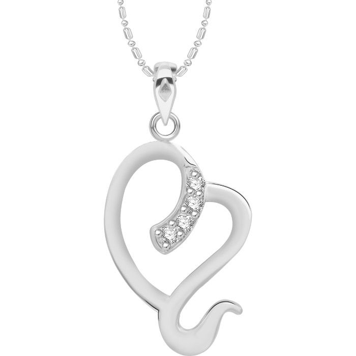 Buy Srikara Alloy Rhodium Plated CZ / AD Heart Fashion Jewellery Pendant with Chain - SKP2595R - Purplle