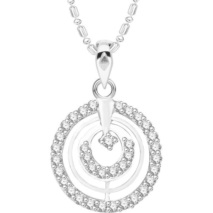 Buy Srikara Alloy Rhodium Plated CZ / AD Circuler Fashion Jewelry Pendant with Chain - SKP2637R - Purplle